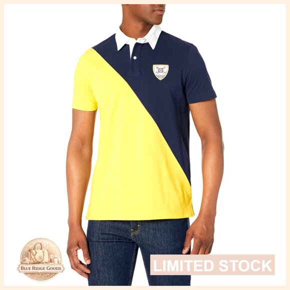 Supima Cotton Pique Stretch Short Sleeve Color Block Polo Shirt Classic Preppy
